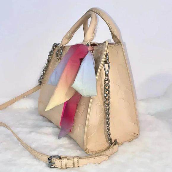 Betsey Johnson Heart Debossed Multi- Compartment Crossbody Satchel Bag - Picture 8 of 10